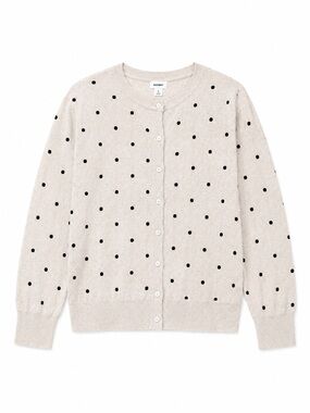 Old Navy Gray Cardigan Sweater with Black Polka Dots | Size XL